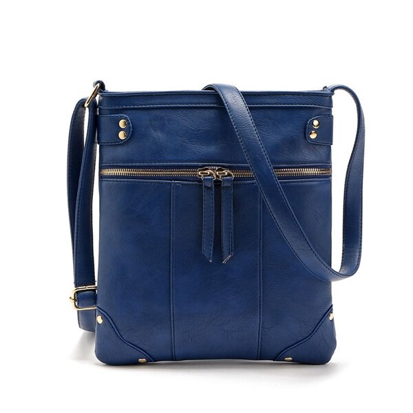 

Simple Rivets Messenger Handbag Shoulder Bag Ladies Tote Crossbody Bags, Wine red;dark blue;black;brown
