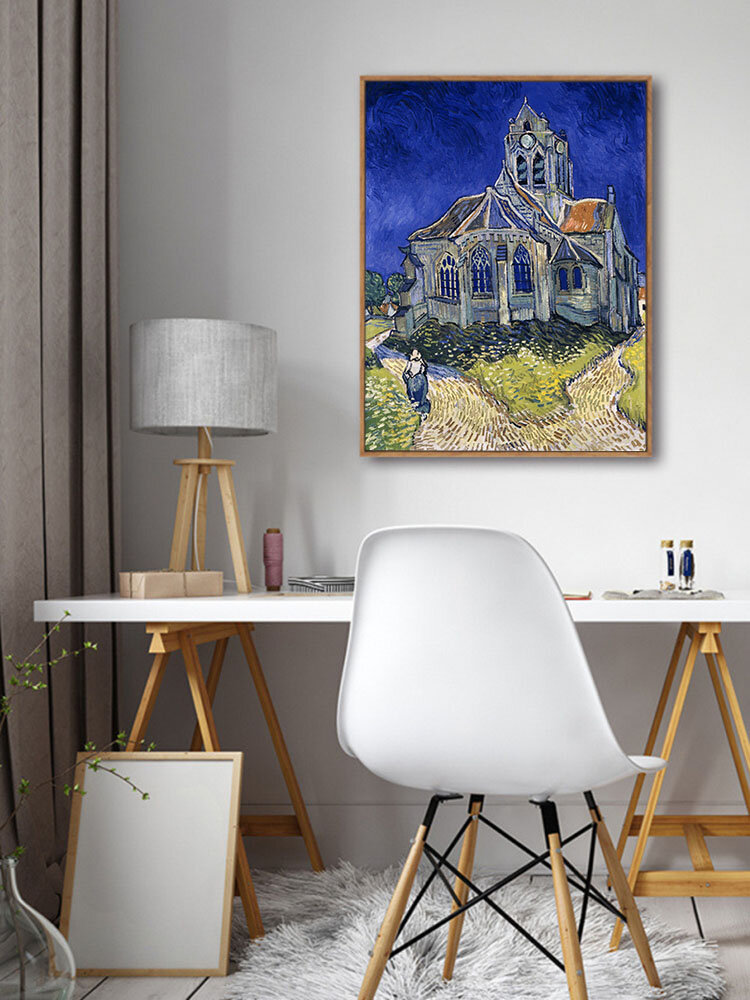 

1 PC Vintage Unframed Oil Painting Castle Pattern Van Gogh Painting Waterproof Cafe Home Decor Wall Pictures