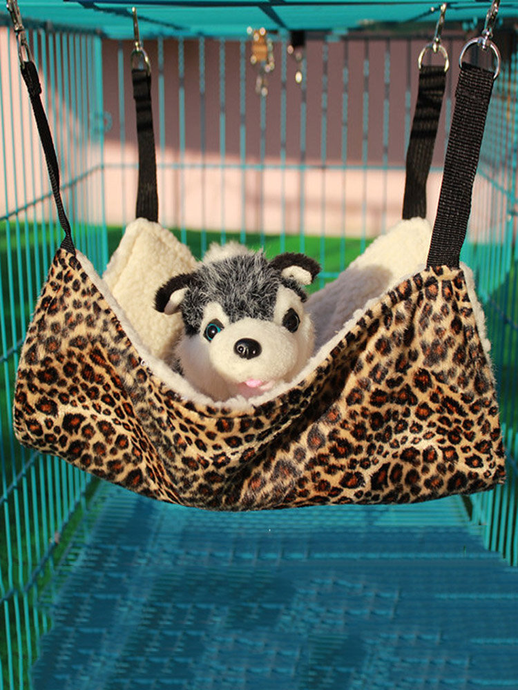 

Leopard Pattern Warm Hanging Cat Bed Mat Soft Cat Winter Hammock Cat Pet Cage Bed Cover Cushion, Brown