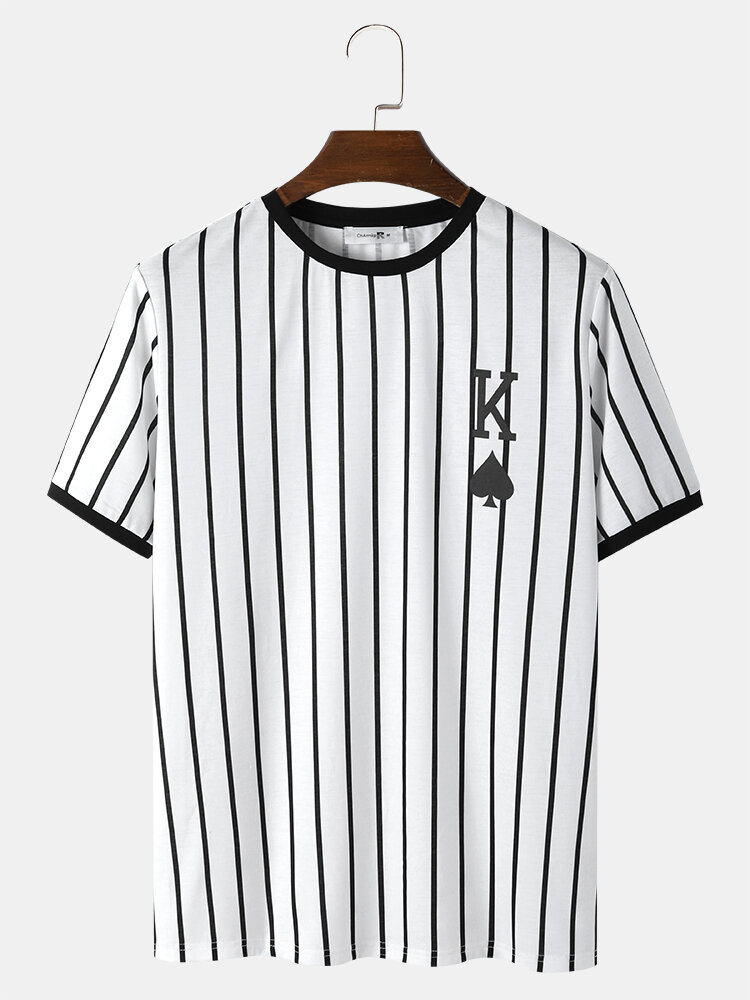 

Stripe Poker K Ringer T-Shirts, White