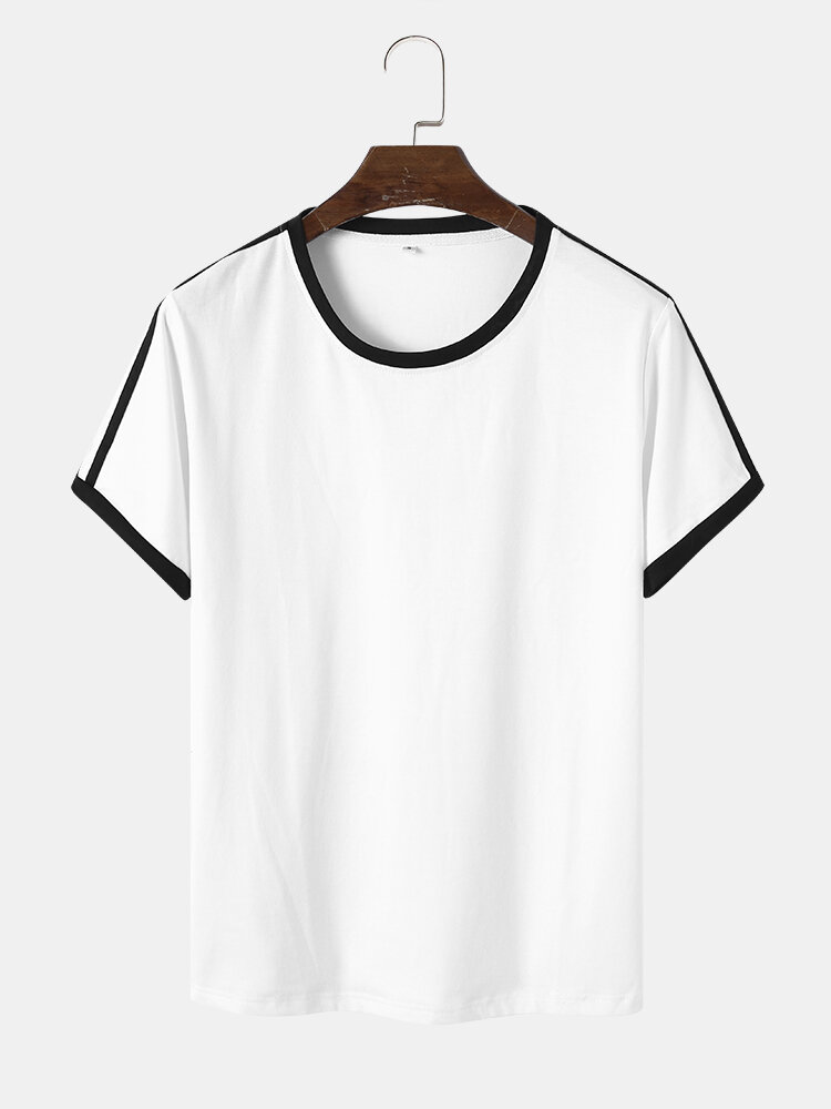 

Plain Side Stripe Ringer T-Shirts, White