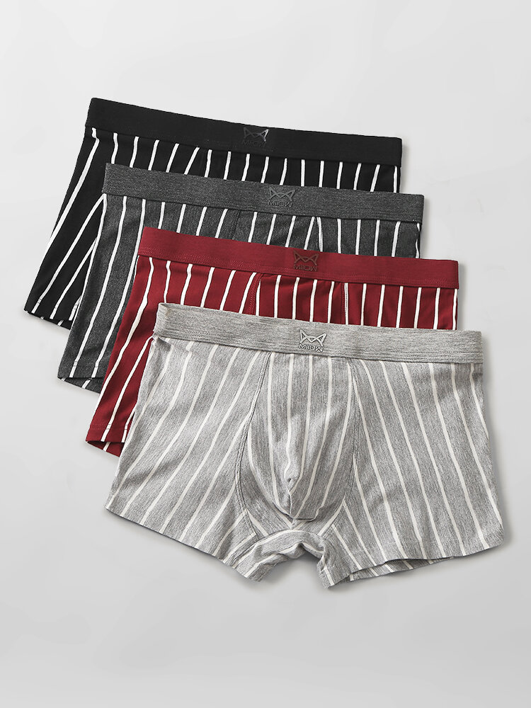 

Multipacks Plain Striped Cozy Cotton Breathable Underwear Men U Pouch Mens Boxer Briefs, Gray