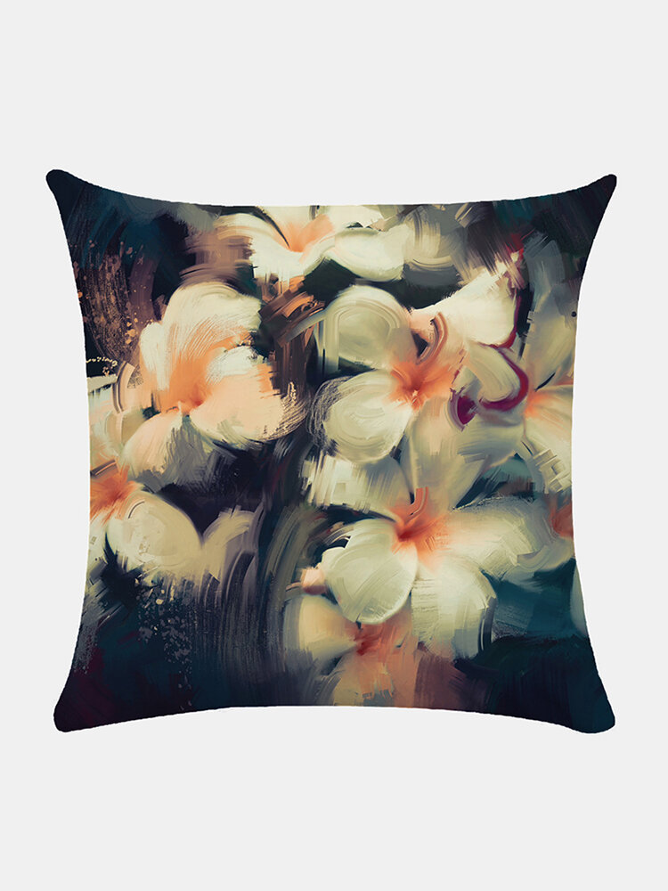 

Floral Overlay Print Pattern Linen Cushion Cover Home Sofa Art Decor Throw Pillowcase