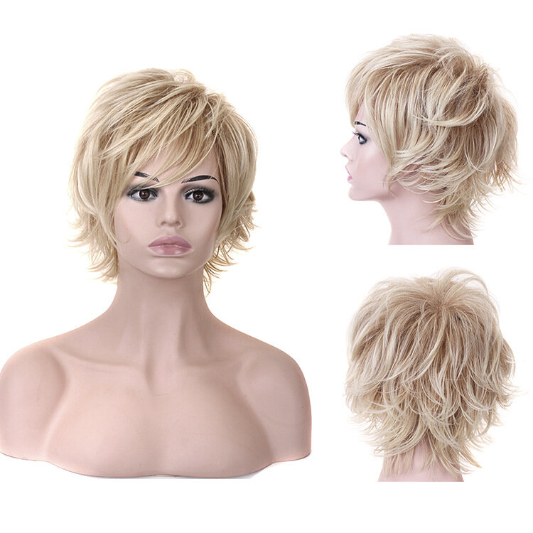 

Stylish Highlight Synthetic Bobo Wig Natural Curly Hair Capless Side Bang, 01