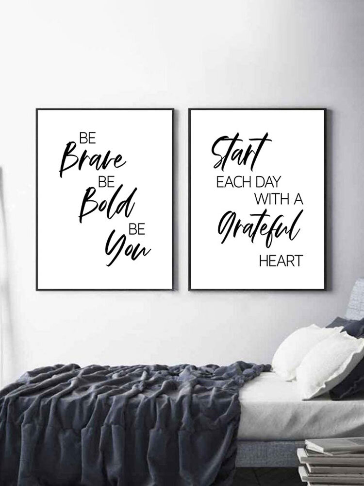 

1PC Unframed Inspirational Quotes English Slogan Hanging Wall Art Modern Simple Home Decor Canvas Painting For Study Roo
