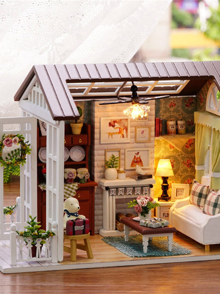 

Happy Times Wood Dollhouse Miniature DIY House Handicraft Toy Idea Gift