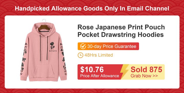 Handpicked Allowance Goods Only In Email Channel Rose Japanese Print Pouch Pocket Drawstring Hoodies 1 4 4 