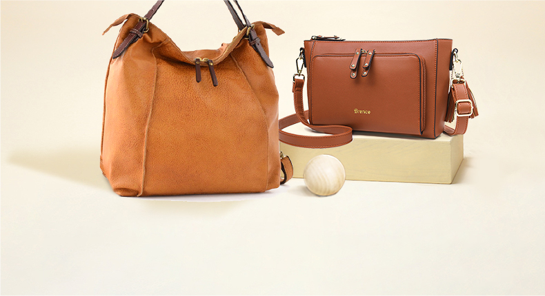 Brenice Multi Pocket Handbags Brand Vintage Leather