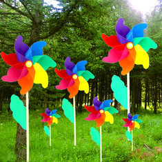 طاحونة هوائية خشبية ملونة من الكلوريد متعدد الفينيل ، حديقة منزلية ، ديكور حفلات الزفاف ، لعبة أطفال