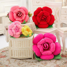 40cm 3D Colorful Rose Flowers Throw Pillow Plush Sofa Car Office Back Cushion Valentines Gift