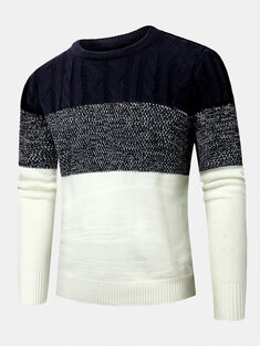 Cable Knit Colorblock Patchwork Sweaters