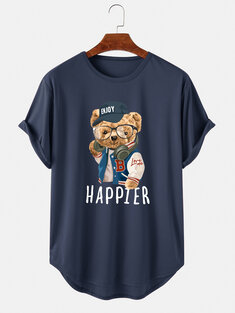 HAPPIER Cartoon Bear Pattern T-Shirt