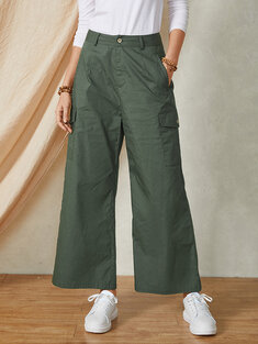 Solid Color Pocket Cargo Pants-279