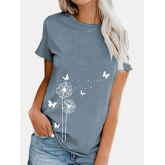 Butterflies Flower Print T-shirt-3275