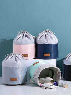 Cylinder Drawstring Cosmetic Bag Large Capacity Drawstring Storage Bag Lazy Beam Mouth Cosmetic Bag Wash Bag
