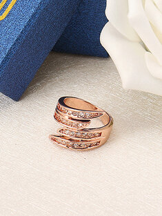 JASSY® Sweet Rose Gold Ring مجوهرات نسائية متعددة الطبقات من الزركونيا