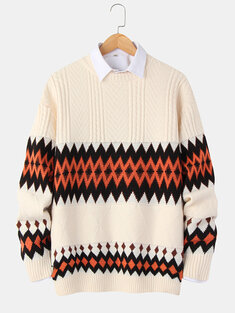 Geometric Pattern Cable Knit Sweaters