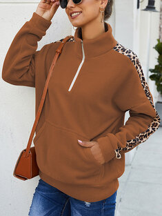Leopard Zip Front Sweatshirt