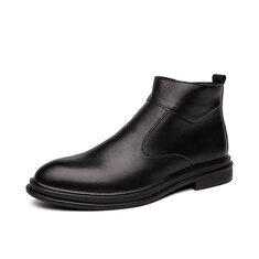 Men Artificial Leather Black Side Zipper Casual Business Boots-142129