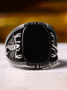 1 Pcs Vintage Fashion Pattern Black Green Rhinestone Copper Ring