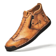 Men Stylish Side Zipper Microfiber Leather Soft Ankle Boots-142138