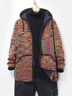 Colorful Knit Warm Hooded Cardigans-10350