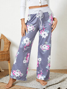 Plus Size Floral Printing Pajamas Pants