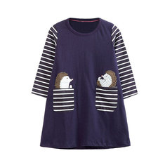 Girl Appliques Cartoon Casual Dress For 1-9Y