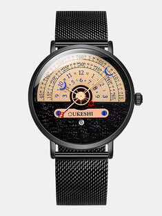 5 ألوان للرجال غير القابل للصدأ منقلة فولاذية إبداعية على الموضة وقت عرض تصميم مرصع بالنجوم Sky ضد للماء كوارتز Watch-144749