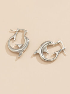 JASSY Alloy Simple And Versatile C-shaped Dolphin Animal Personality Earrings-144687