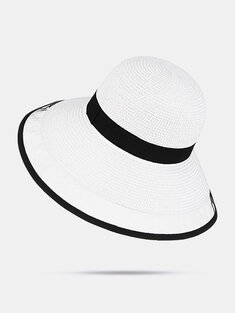 Women's Straw Outdoor Casual Wide Brim Beach Sunshade Straw Hat Bucket Hat