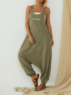 Daisy Embroidered Button Jumpsuit-822
