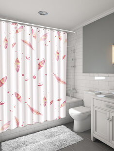 1 Set Bathroom Non-Slip Pedestal Rug Lid Toilet Cover Bath Mat Curtain & Hooks