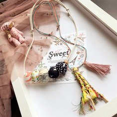 Cute Girl's Handmade Cotton Wild Tassel Ball Necklace-136840
