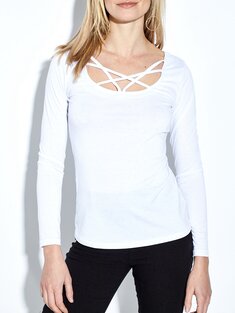 Casual Crossed Straps T-shirt-3383