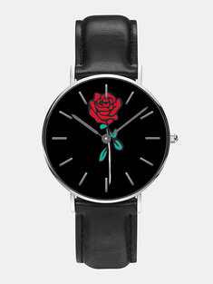 3 Colors Men Red Rose Print Quartz Watch-18544