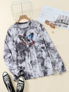 Tie Dye Butterfly Print Sweatshirt