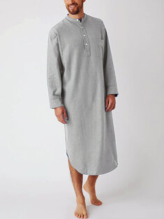 Solid Color Cotton Linen Casual Robes-10443
