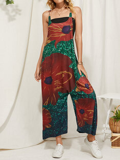 Bohemian Flower Sequin Print Jumpsuit