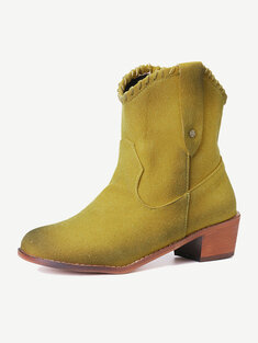 Retro Block Heel Short Boots-145778