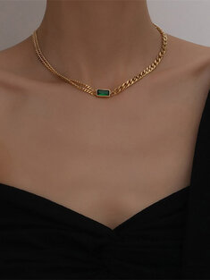 Rectangular Crystal Pendant Necklace