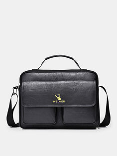 Menico Men's Faux Leather Business Casual Multi Compartment Large Capacity Crossbody Bag Handbag