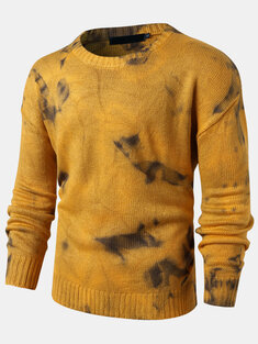 Tie Dye Print Knit Rib Sweaters-10345