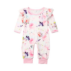 Baby Flying Sleeves Flower Rompers For 0-24M