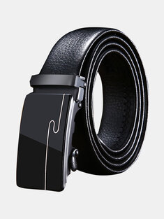 Men Leather Acrylic Automatic Buckle Scratch-resistant Business Casual Belt