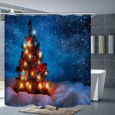 3 قطع حصيرة مجموعة الحمام شجرة عيد الميلاد دش الستار غطاء المرحاض