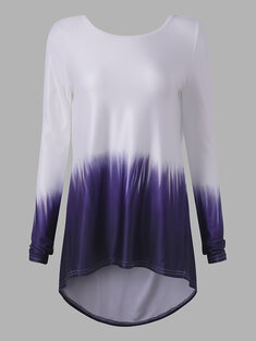 Women Casual Gradient Backless Long Sleeves T-shirt-3397