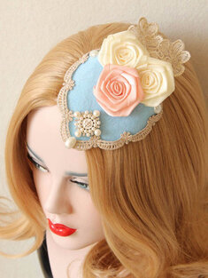 Lolita Cosplay Hairwear Rose Lace Pearl Luxury England Hairpin Jewelry