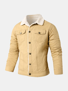 Solid Plush Lined Cotton Jackets