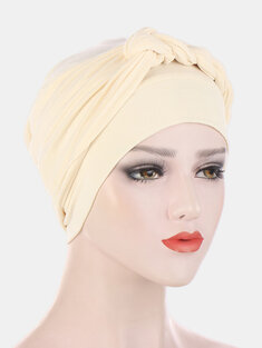 النساء القطن متعدد اللون الصلبة عارضة مظلة جانبية جديلة قبعات باوتو قبعة صغيرة-144536